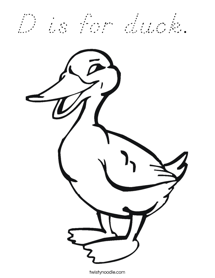 D is for duck.  Coloring Page