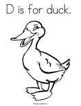 D is for duck.  Coloring Page