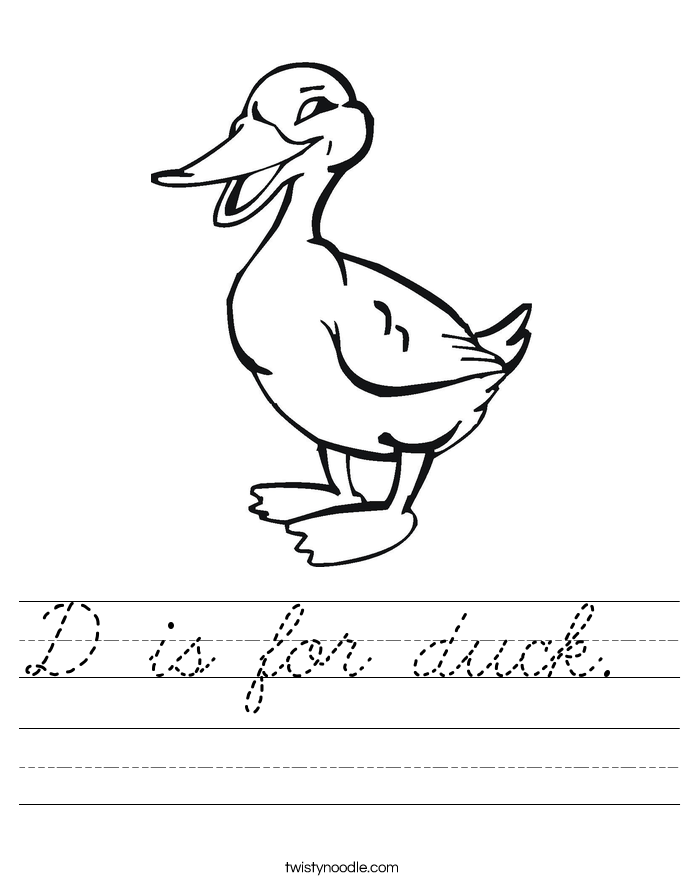 D is for duck.  Worksheet