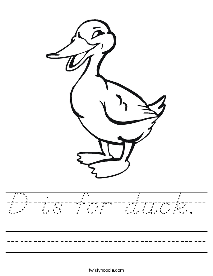 D is for duck.  Worksheet