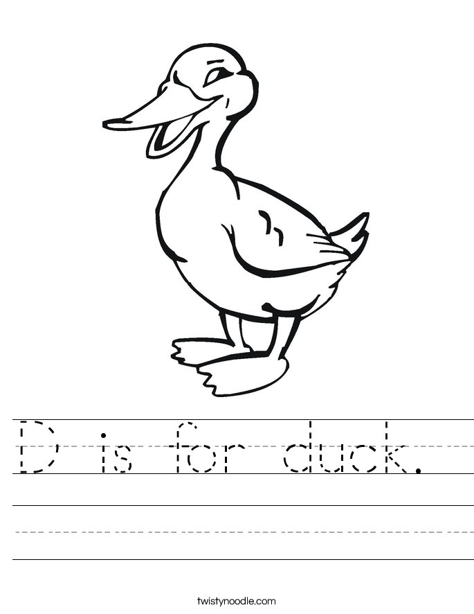 D is for duck.  Worksheet