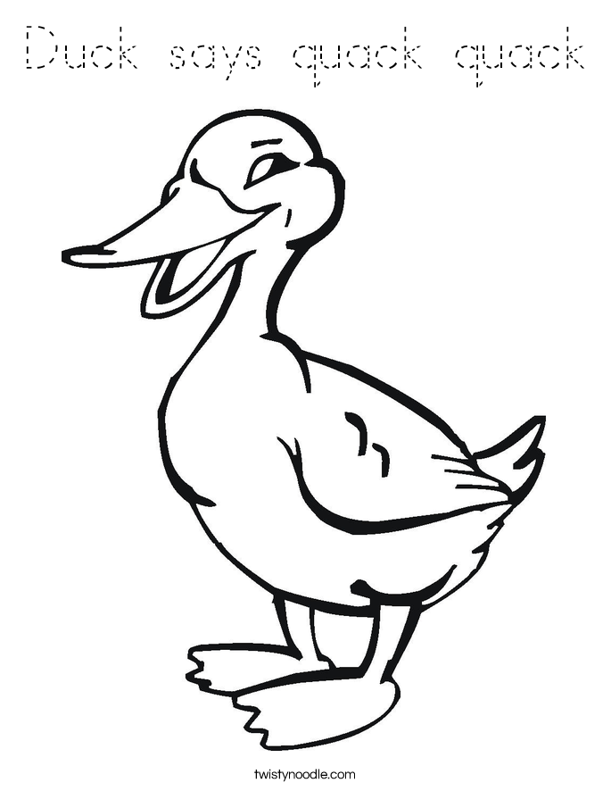 Duck says quack quack Coloring Page