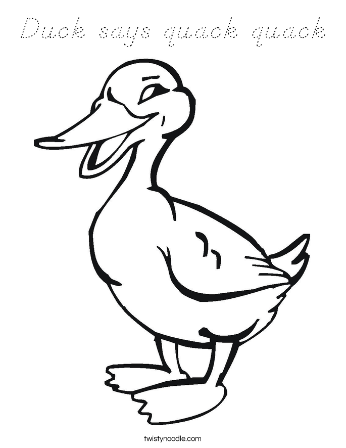 Duck says quack quack Coloring Page