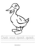 Duck says quack quack Worksheet