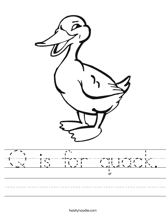 Q is for quack. Worksheet