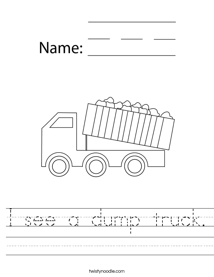 I see a dump truck. Worksheet