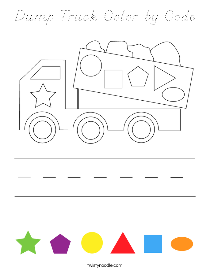 Dump Truck Color by Code Coloring Page