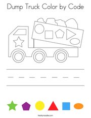 Dump Truck Color by Code Coloring Page