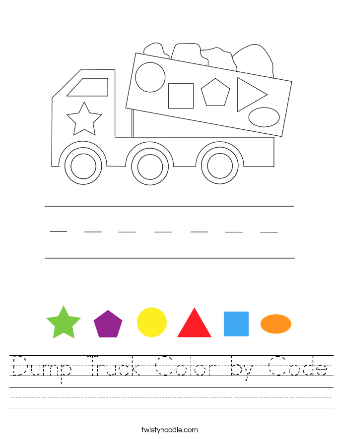 Dump Truck Color by Code Worksheet