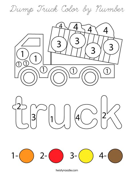 Dump Truck Color by Number Coloring Page