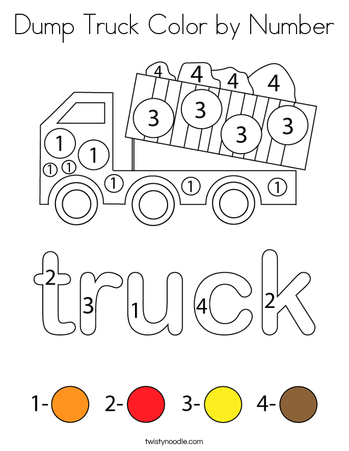Dump Truck Color by Number Coloring Page