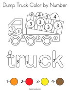 Dump Truck Color by Number Coloring Page