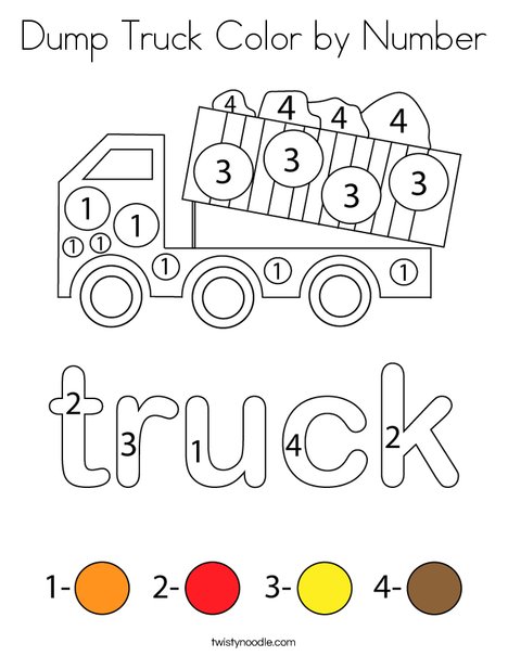 Dump Truck Color by Number Coloring Page