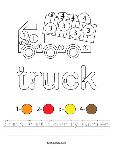 Dump Truck Color by Number Worksheet