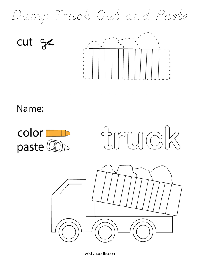 Dump Truck Cut and Paste Coloring Page