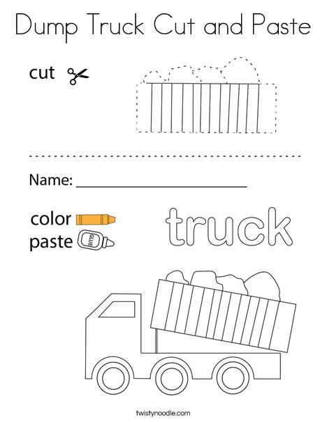 Dump Truck Cut and Paste Coloring Page