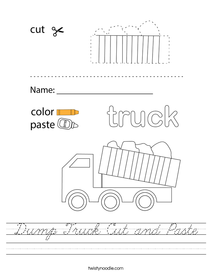 Dump Truck Cut and Paste Worksheet