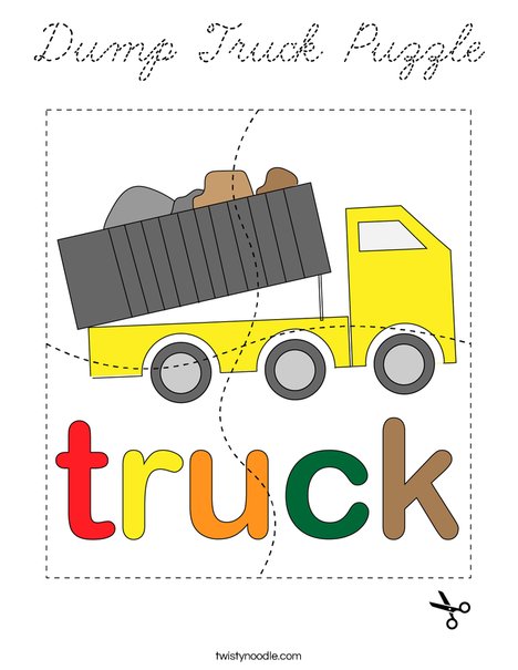 Dump Truck Puzzle Coloring Page