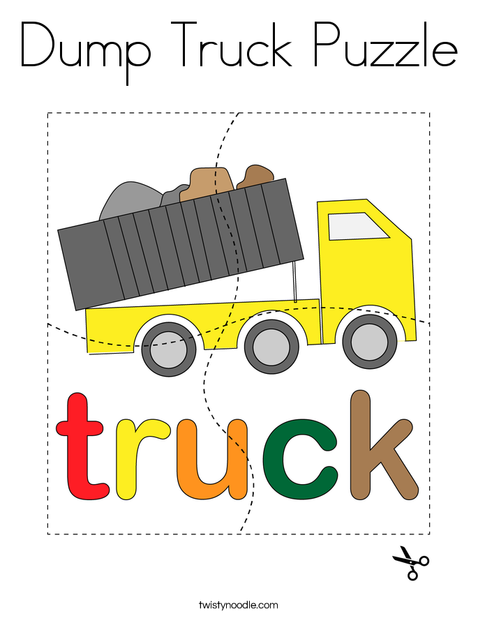 Dump Truck Puzzle Coloring Page