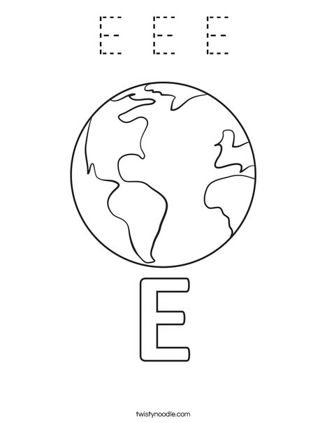 E Earth Coloring Page
