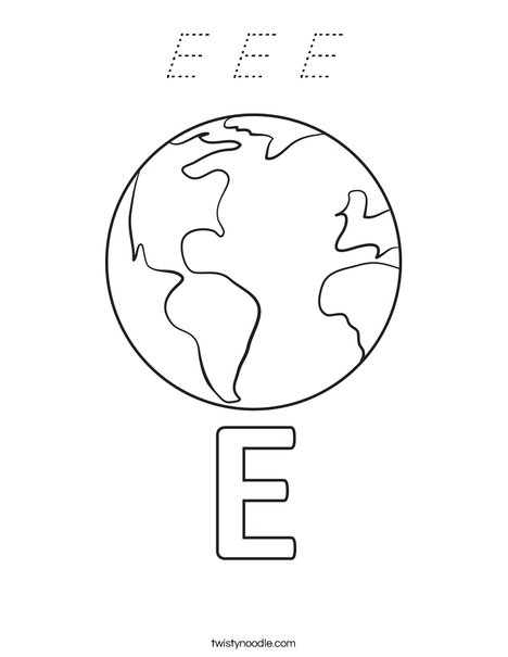 E Earth Coloring Page