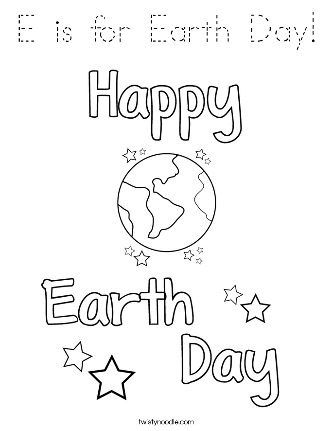 E is for Earth Day! Coloring Page
