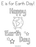 E is for Earth Day! Coloring Page