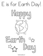 E is for Earth Day Coloring Page