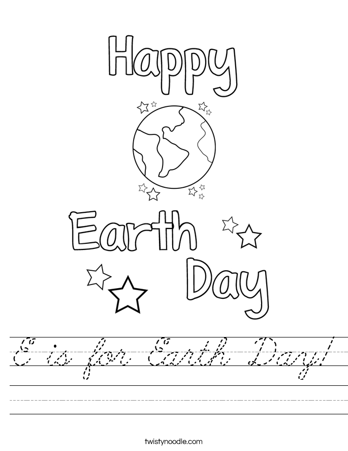 E is for Earth Day! Worksheet