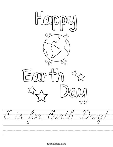 E is for Earth Day Worksheet