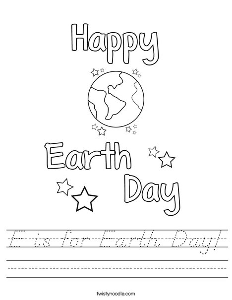 E is for Earth Day Worksheet