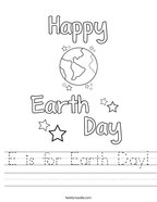 E is for Earth Day Handwriting Sheet