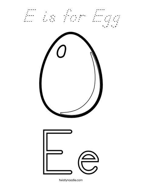 E is for Egg Coloring Page