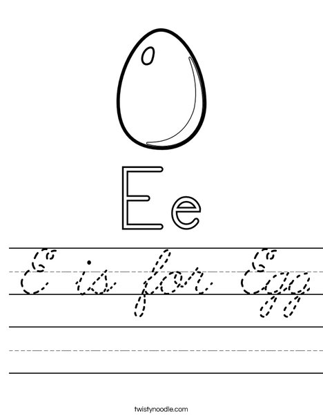 E is for Egg Worksheet