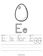 E is for Egg Handwriting Sheet