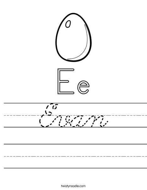 E is for Egg Worksheet