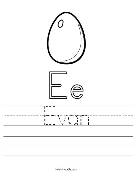 E is for Egg Worksheet