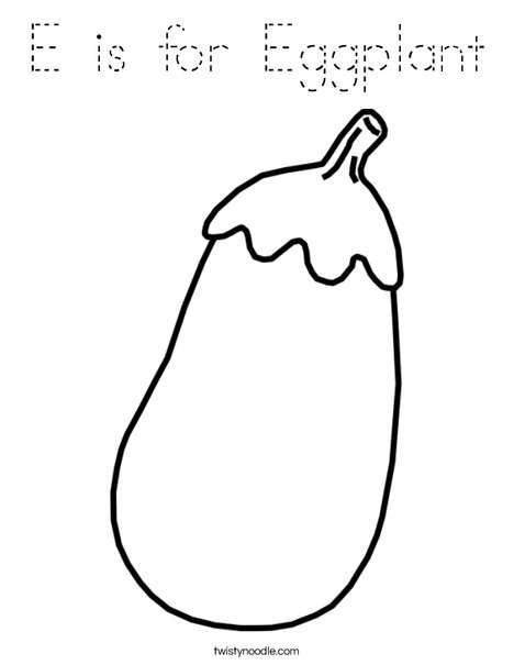 E is for Eggplant Coloring Page