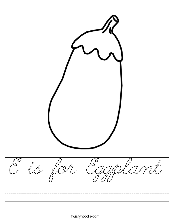 E is for Eggplant Worksheet