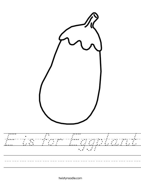 E is for Eggplant Worksheet