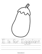 E is for Eggplant Handwriting Sheet