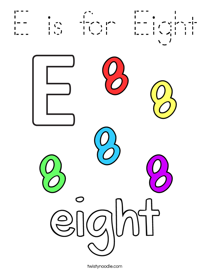 E is for Eight Coloring Page
