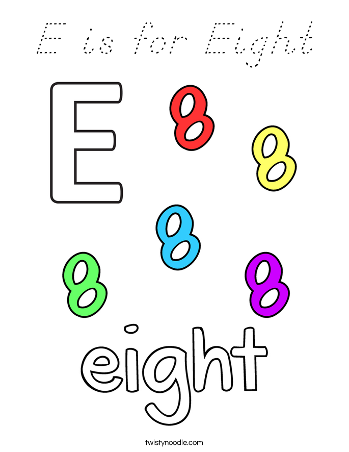 E is for Eight Coloring Page