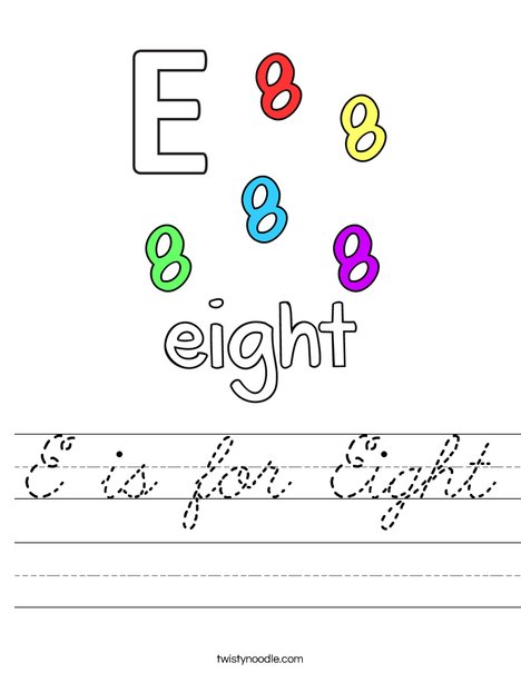 E is for Eight Worksheet