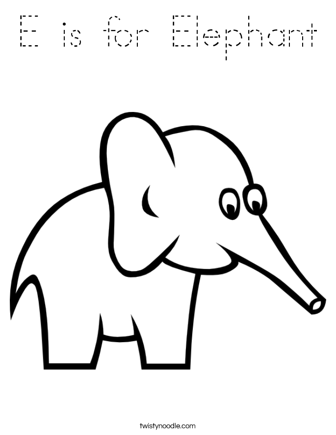E is for Elephant Coloring Page