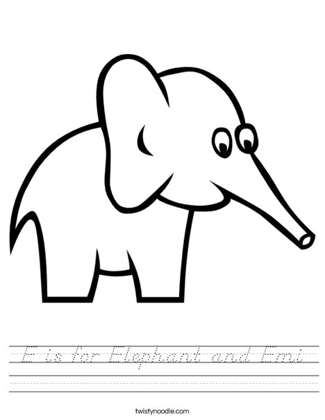 E is for Elephant Worksheet