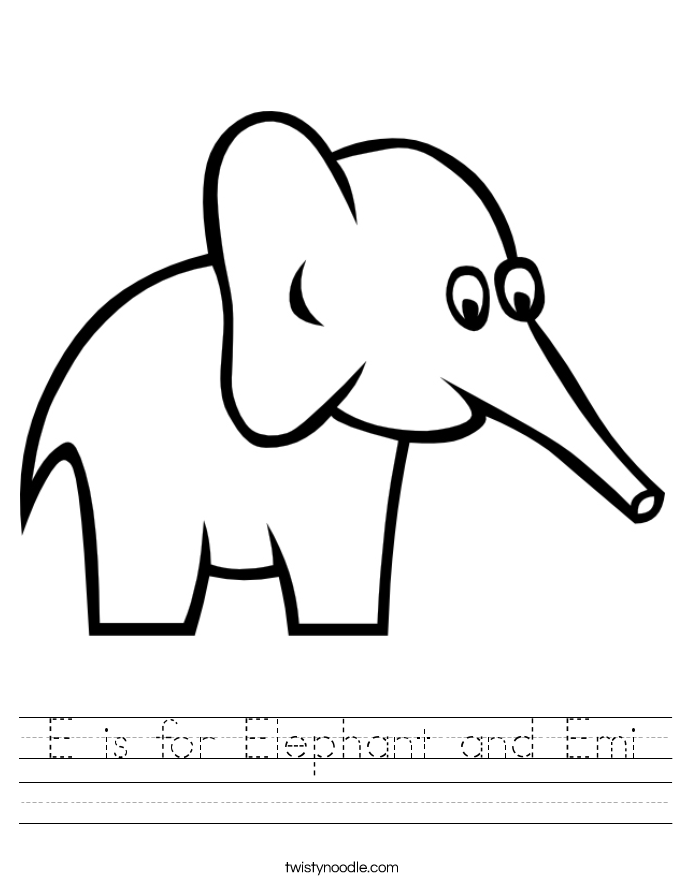 E is for Elephant and Emi Worksheet
