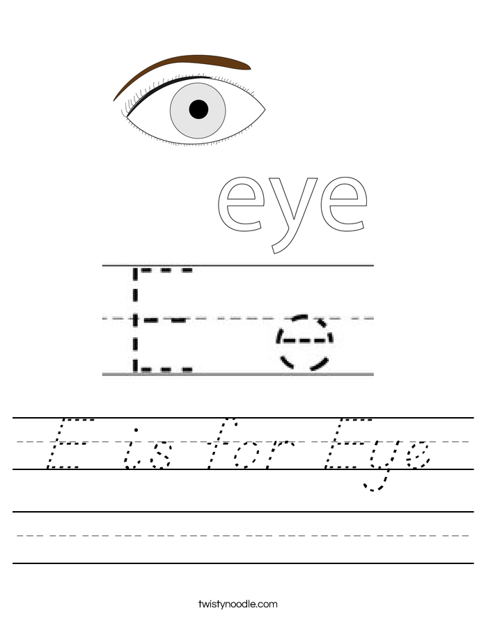 E is for Eye Worksheet