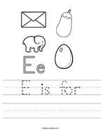 E is for Handwriting Sheet