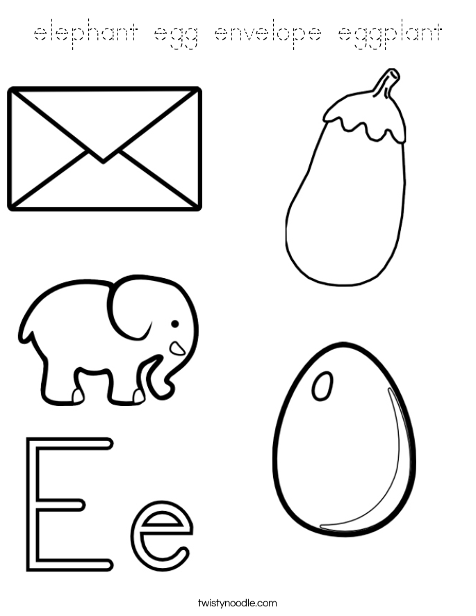 elephant egg envelope eggplant Coloring Page